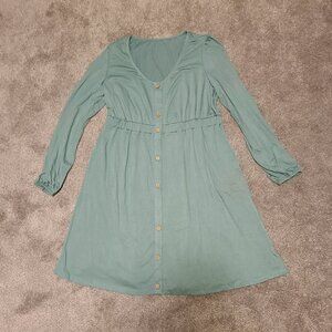 NWOT Button up green dress